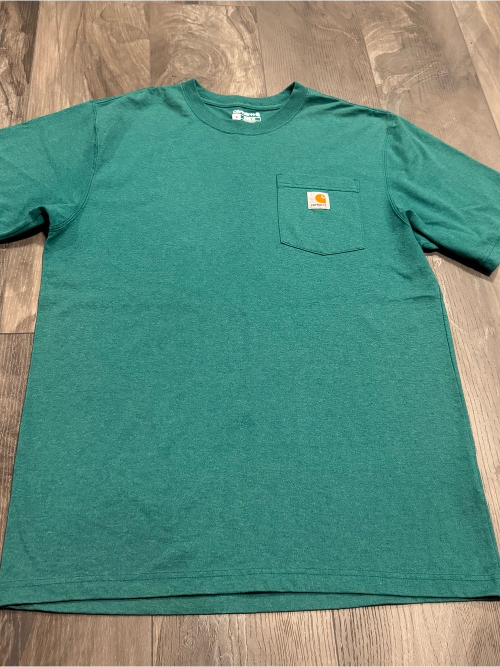 Carhartt Classic Green Pocket T-Shirt Workwear Basic Logo Tee Loose Fit Medium